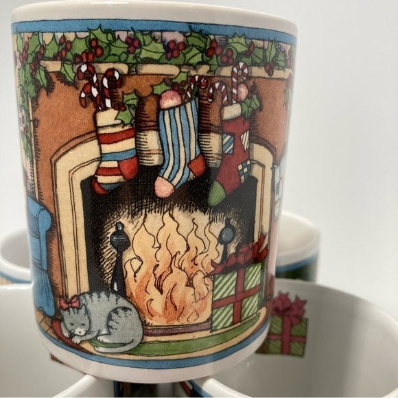 set of 6 Susan Wenget Christmas mugs  toys. teddy bears, snowman, rocking horse - Picture 10 of 17